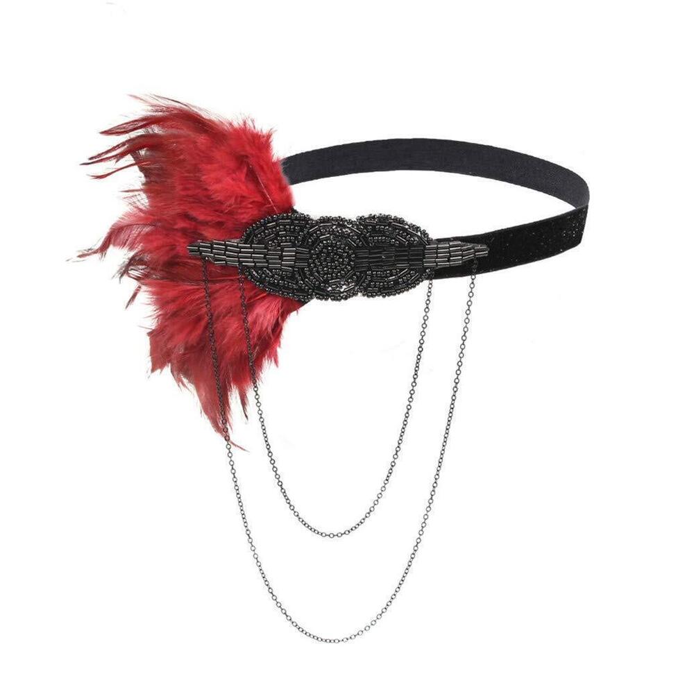 8765 Flapper Feather Headband 1920s Art Deco Roaring 20s Great Gatsby